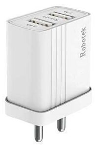 ROBOTEK 12W 2.4 A Mobile Wall Charger Adapter, Dual USB Port Travel Fast Charging Power Adapter for Mobile Phones & Tablets with Detachable Cable (White, Cable Included) (Type C Cable) Model 224+ quick repair