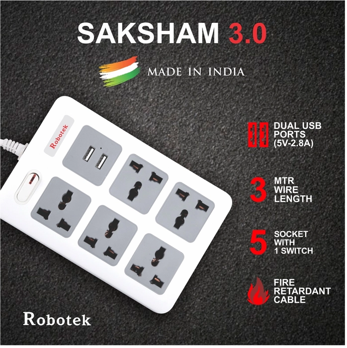 Robotek SAKSHAM 3.0 5V 3 Socket 2 USB Port Extension quick repair